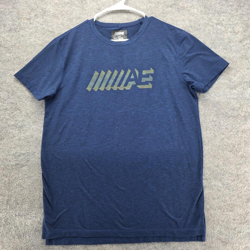 American Eagle FLEX Shirt Mens Medium Blue Performance Logo Athletic Graphic Tee